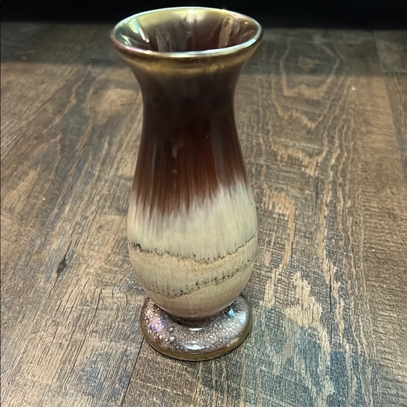 Vintage Drip‎ Art Glaze Pottery Vase Brown & Cream Studio Art MCM 10” EUC earth - Picture 1 of 9